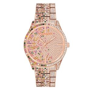 Steve Madden Rose Gold Rainbow rhinestones Watch